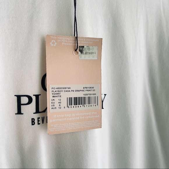 Playboy x Missguided White Casa Playboy Graphic T Shirt - Picture 4 of 5